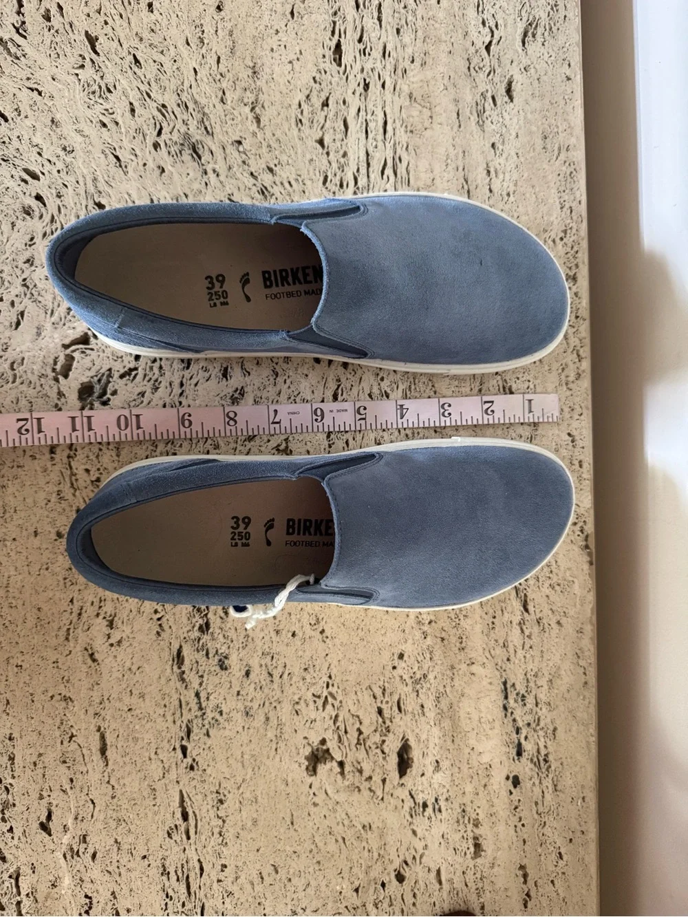 Birkenstock Oswego elemental blue suede with white sole. Size EU39.MSRP $149.95